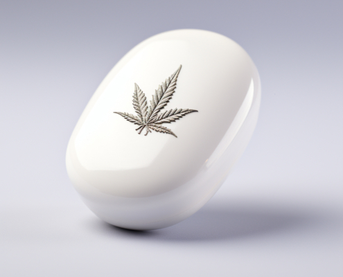K.I. generiertes Foto einer weißen Cannabis Pille