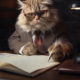 K.I. generiertes Bild einer Katze die einen Kredit bearbeitet